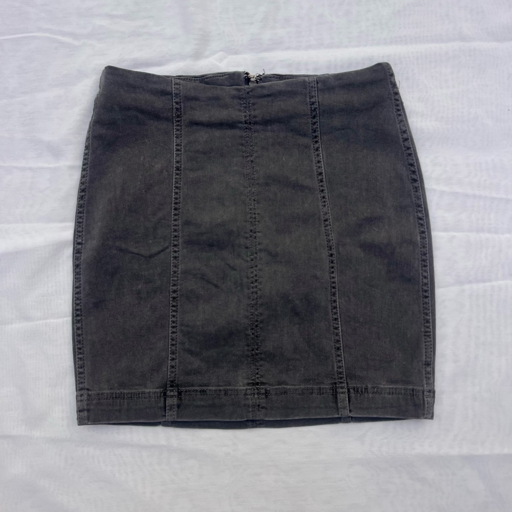 Free People Modern Femme Dark Grey Jean High Waisted Skirt